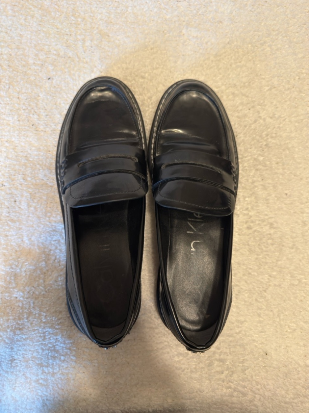 Calvin Klein Black Leather Penny Loafers